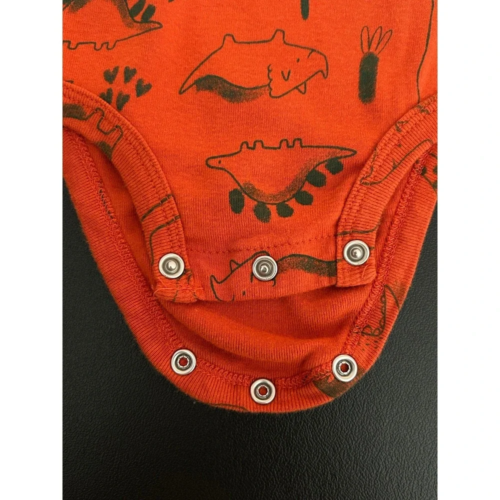 Carters Baby Boys Orange Dinosaur Print Short Sleeve Bodysuit 3 Months (1265)